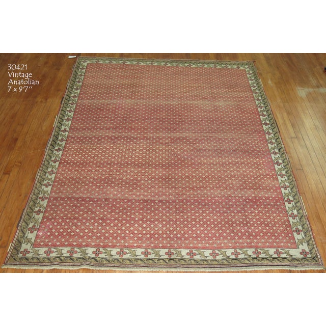 Vintage Zabihi Collection Crimson Turkish Anatolian Rug - 7' x 9'7" For Sale - Image 4 of 7
