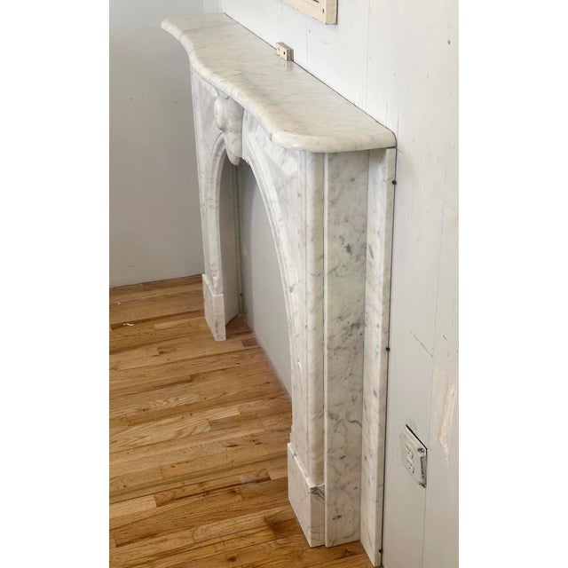 Antique Neoclassical White Marble Fireplace Mantel For Sale In New York - Image 6 of 9