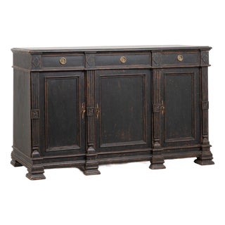 19th Century Swedish Black Painted Pine Sideboard Buffet For Sale