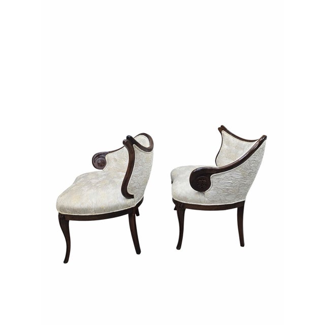 Victorian Antique Victorian Rococo Revival Ladies Conversation Chairs – Pair For Sale - Image 3 of 12