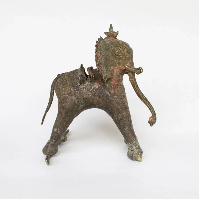 Antique Bronze Elephant Toy Figurine From India For Sale - Image 4 of 8