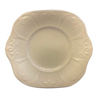 Antique White Ironstone Embossed Serving Plate For Sale