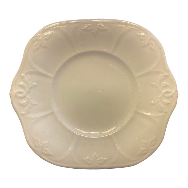 Antique White Ironstone Embossed Serving Plate For Sale
