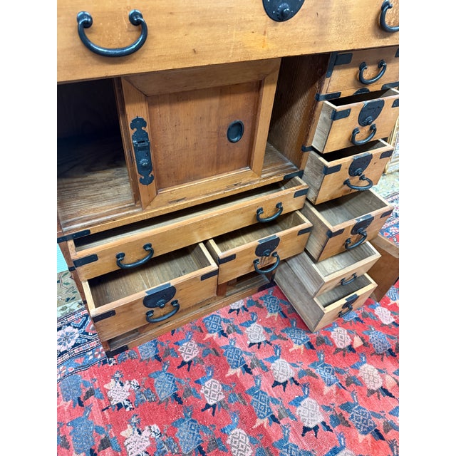 Brown Japanese Tansu Chest of Drawers, Two Piece For Sale - Image 8 of 12