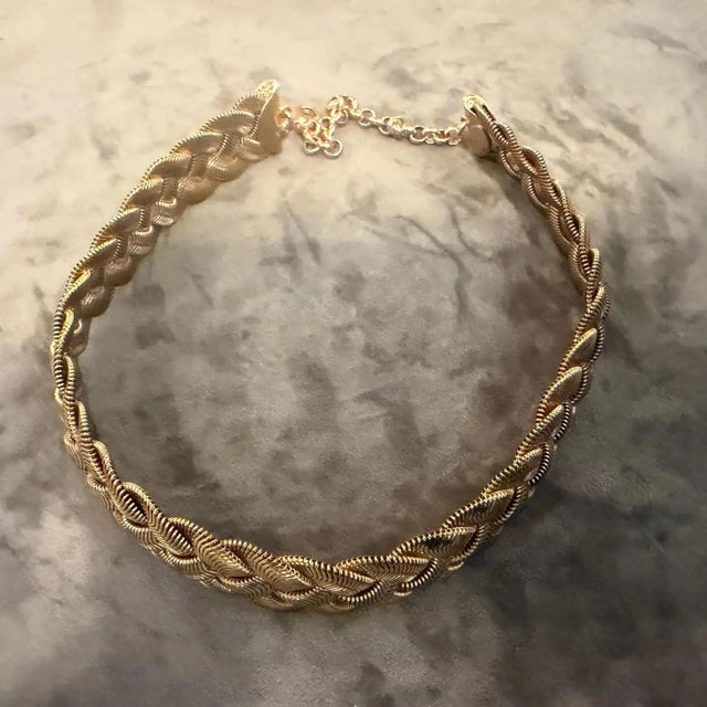 A 2000s Costume Jewelry Gilt Metal Italian Choker Necklace For Sale - Image 4 of 14