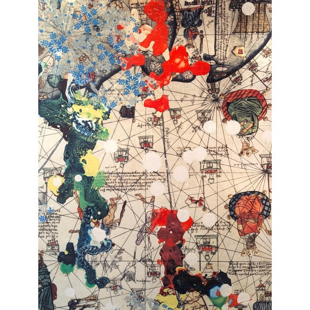 Michael Macedo Meazell "Untitled (Around the World)" Modern Medieval Map Inspired Work on Aluminum, 2012 For Sale In Houston - Image 6 of 11