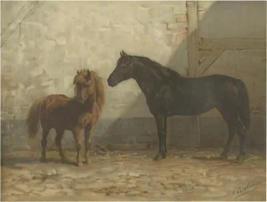O. Eerelman, Illustration of an English and French Pony, 1898, Print