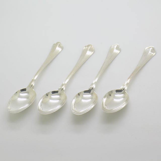 Vintage Italian Handmade Genuine Silver Sugar Spoons, 1970s, Set of 4 For Sale - Image 4 of 12