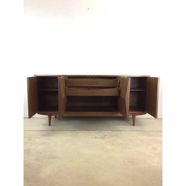 Brown Mid Century Modern Credenza With Unique Diamond Front Cabinet Doors by Albert Parvin for American of Martinsville For Sale - Image 8 of 12