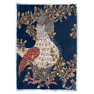 French Hand Printed Rooster Tapestry by Lurçat For Sale