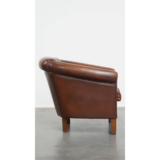 Club Chair in Brown Cowhide Leather For Sale - Image 3 of 12