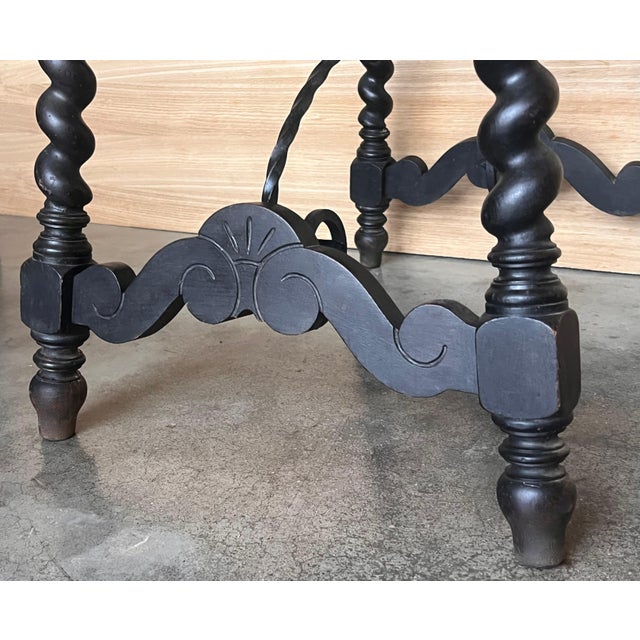 19th Spanish Side Table with Cared Turned Legs and Iron Stretcher For Sale - Image 13 of 18