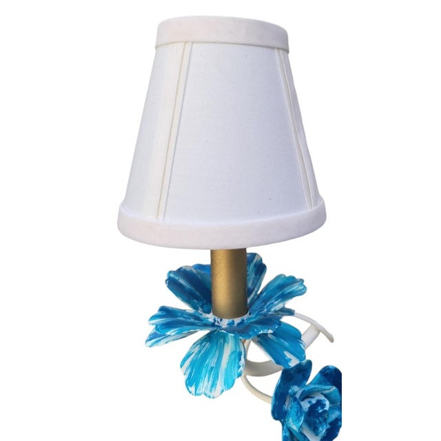 Elevate your space with this stunning uniquely custom-painted small 4-light floral tole chandelier, designed to bring...