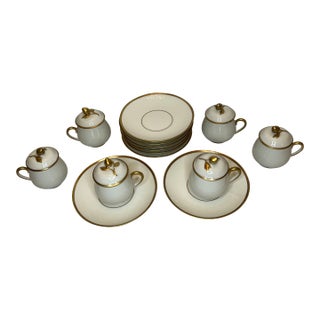 Vintage Limoges Pots De Crème With Saucers Set of 6 For Sale