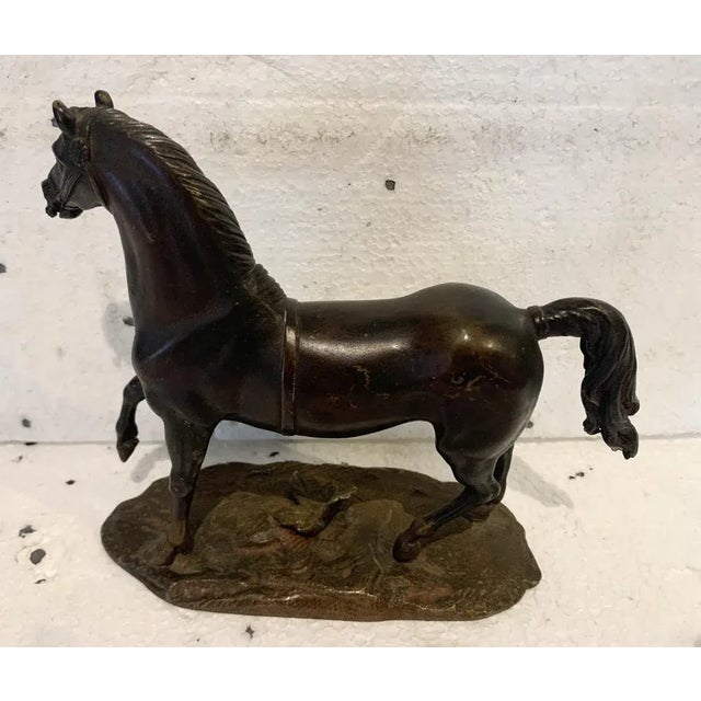 Bronze Horse with Brown Patina on Base, 20th Century For Sale - Image 10 of 12