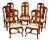 Italian Baroque Style Set of Eight Inlaid Olive Wood Dining Chairs For Sale