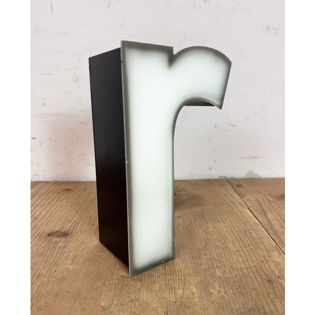 Metal Vintage Grey Illuminated Letter R, 1970s For Sale - Image 7 of 11