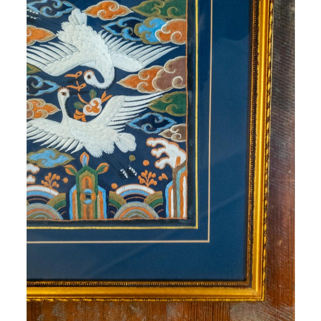 Late 19th Century 19th Century Korean Dynasty Silk Embroidered Rank Badge With Cranes For Sale - Image 5 of 9