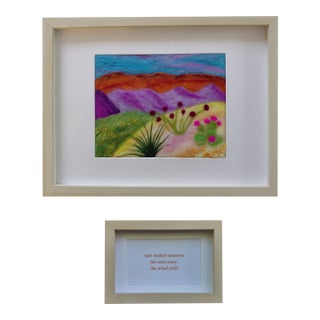 Contemporary Fiber Art Desert Landscape Set With Haiku by Paula Darnell For Sale