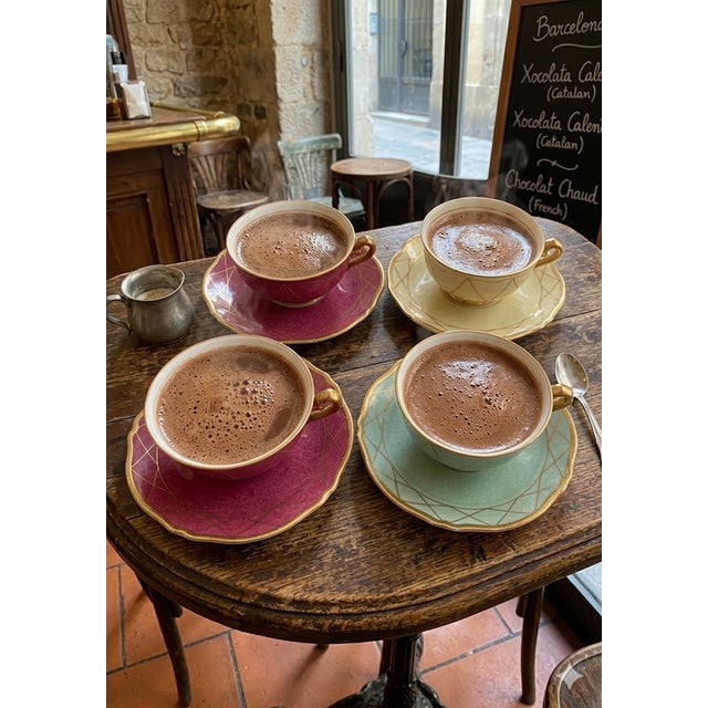 Vintage French Cups and Saucers from Limoges, 1929, Set of 4 For Sale - Image 9 of 11