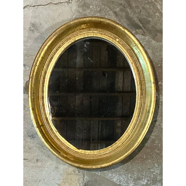 Wood Vintage Gilt Oval Wall Mirror For Sale - Image 7 of 12