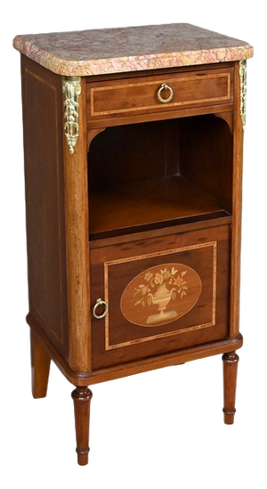 Small Early 20th Century Louis XVI Marquetry Parlor Cabinet, 1890s