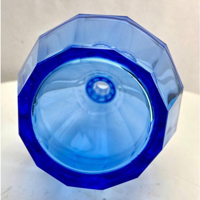 Large Czech Cobalt Blue Faceted Crystal Decanter from Moser, 1857 For Sale - Image 12 of 13