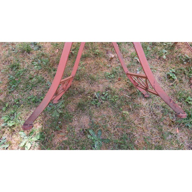 Mid-Century Distressed Painted Iron Garden Table and Chairs, Set of 3 For Sale - Image 14 of 17