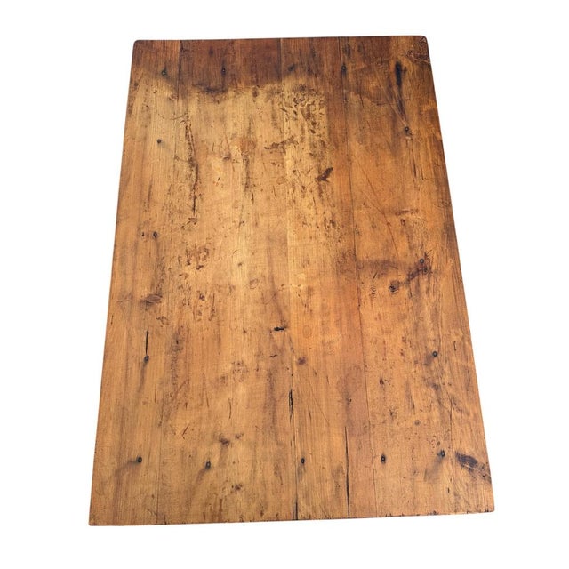 Wood Antique Louis Philippe Style Parisian Fir Bistro Table For Sale - Image 7 of 12