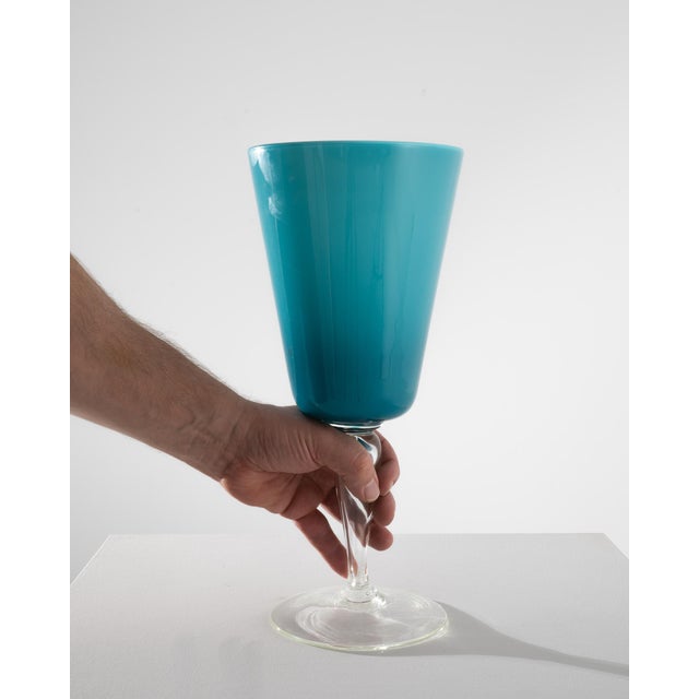 1960s Italian Teal Glass Goblet For Sale - Image 16 of 18