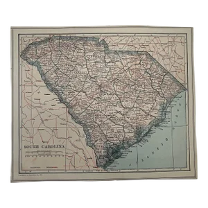 Vintage 1920s South Carolina State Map