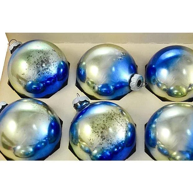Mid 20th Century Shiny Brite Blue Ombre Balls- Set of 12 For Sale - Image 5 of 8