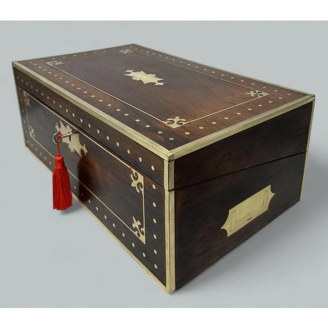 Early 19th Century Antique Regency Brass Bound Traveling Desk Wooden Mahogany Writing Slope Regency For Sale - Image 5 of 11