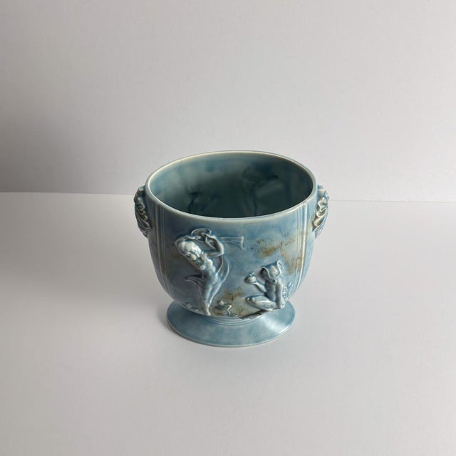 Art Deco Blue Vase with Pan and Nymph Relief from Beswick, 1930s For Sale - Image 3 of 12