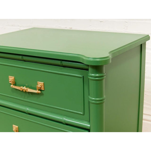 Mid 20th Century Emerald Faux Bamboo Nightstand For Sale In Los Angeles - Image 6 of 12