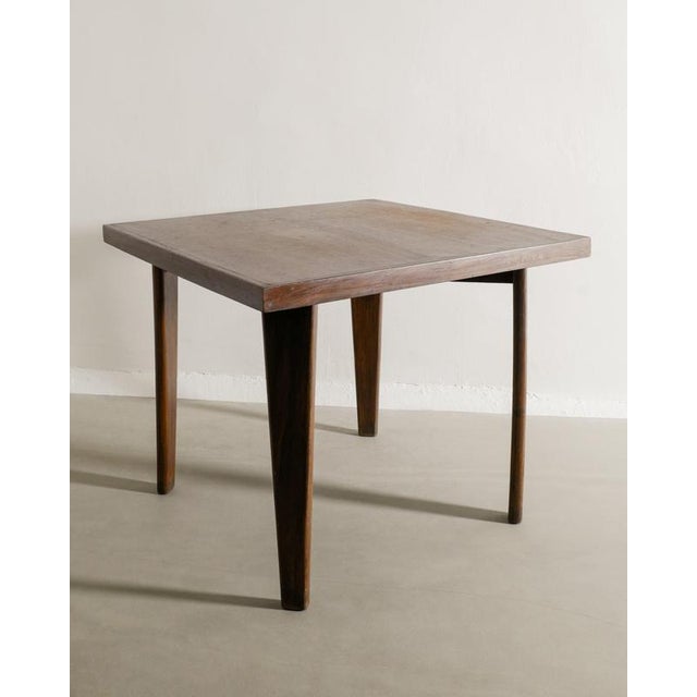 Squared Wooden Dining Table by Pierre Jeanneret, 1950s For Sale - Image 4 of 7