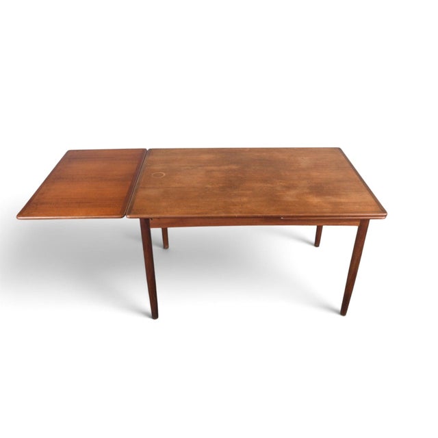 Danish Modern Draw Leaf Teak Dining Table For Sale - Image 4 of 10
