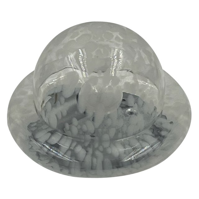 Vintage Space Age UFO Flush Mount Light Fixture with Spotted Glass Shade, 1960s For Sale