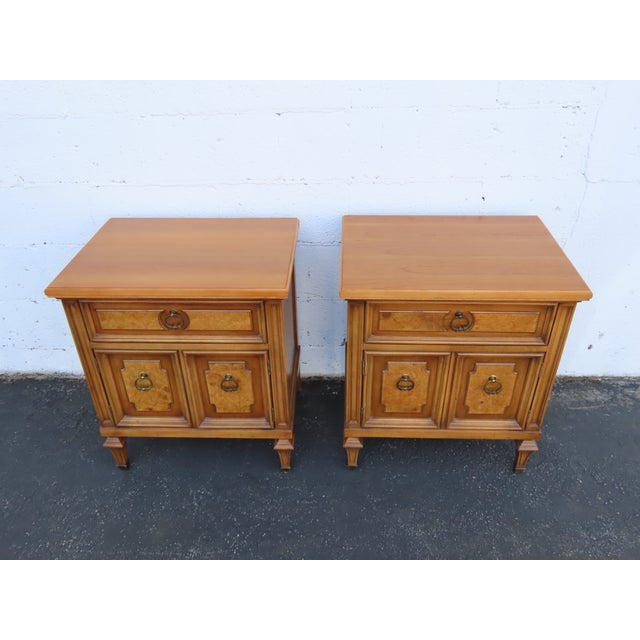 Burlwood Nightstands Bedside Side End Tables a Pair 6907 For Sale - Image 16 of 16