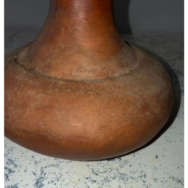 Rustic Antique Peruvian Globular Terracotta Vessel with Flared Rim For Sale - Image 3 of 11