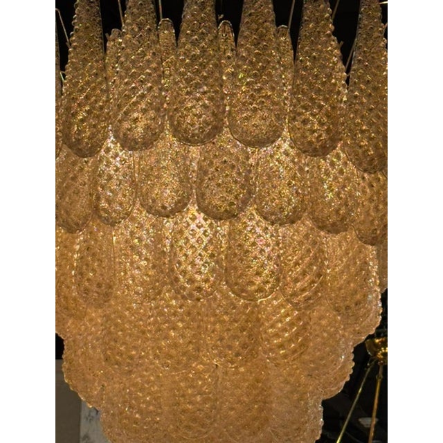 Murano Gold Granola Glass Tear Drop Chandelier For Sale - Image 4 of 5