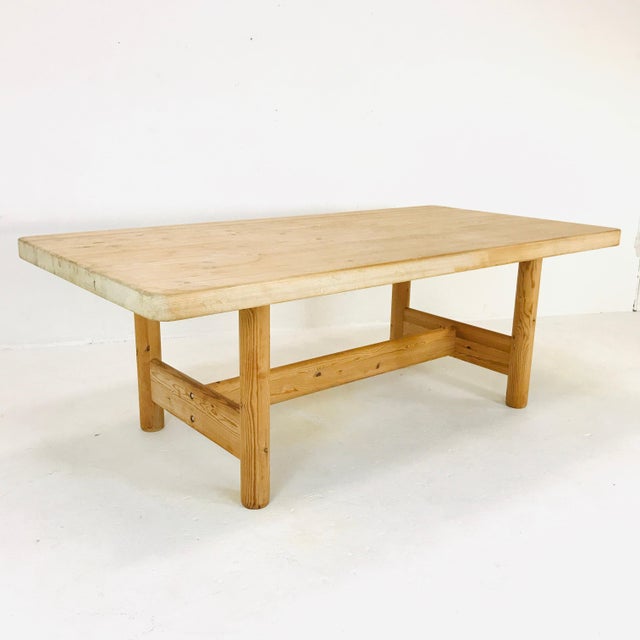 Substantial Solid Scandinavian Pine Butcher Block Dining Table Chairish