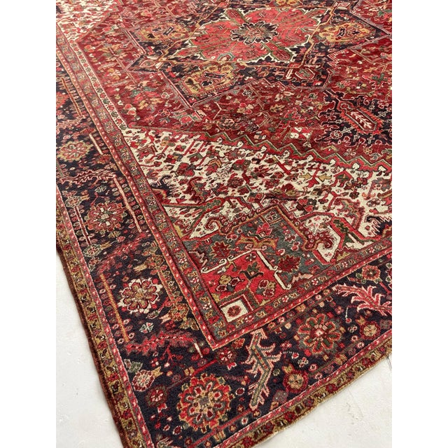 Textile 1950's Vintage Rug with Tribal Pattern 11.4 x 13.8 For Sale - Image 7 of 11