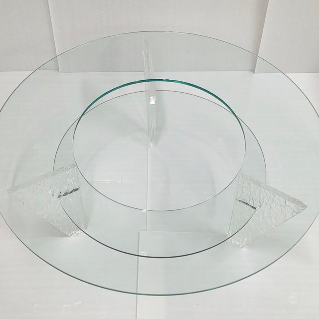 Glass Vintages Round Coffee Table in Textured Acrylic Glass and Glass by Jeannot Cerutti, 1980s For Sale - Image 7 of 13