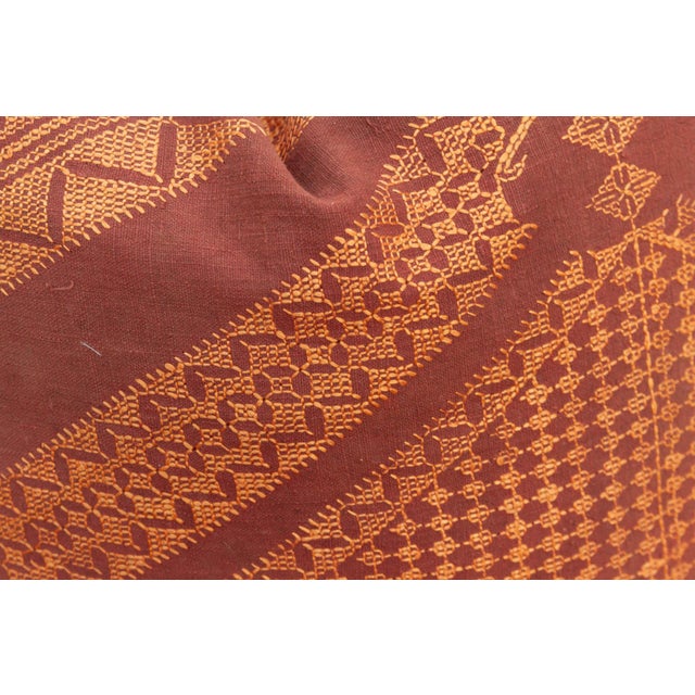 19th Century Ludhiana Chevron, Antique Phulkari Embroidered Pillow Cover For Sale - Image 5 of 7