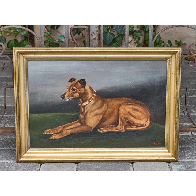 Antique British Oil Dog Portrait by Edward Aistrop in Gilt Frame, circa 1900 For Sale - Image 4 of 12
