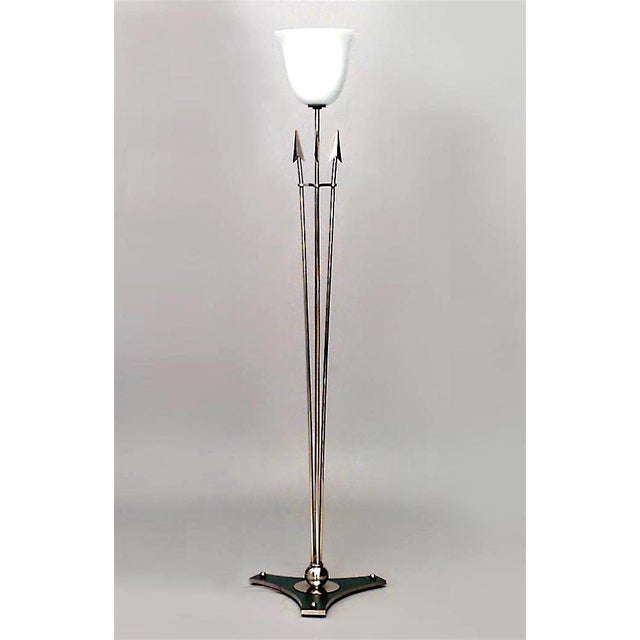 French Art Deco Brass And Turquoise Floor Lamp Chairish