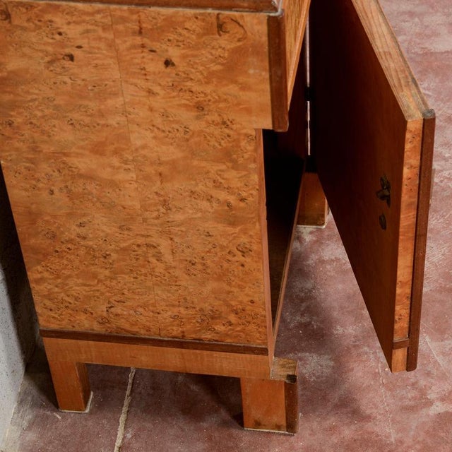 Wood Art Deco Nightstand in Walnut Burl Wood For Sale - Image 7 of 11