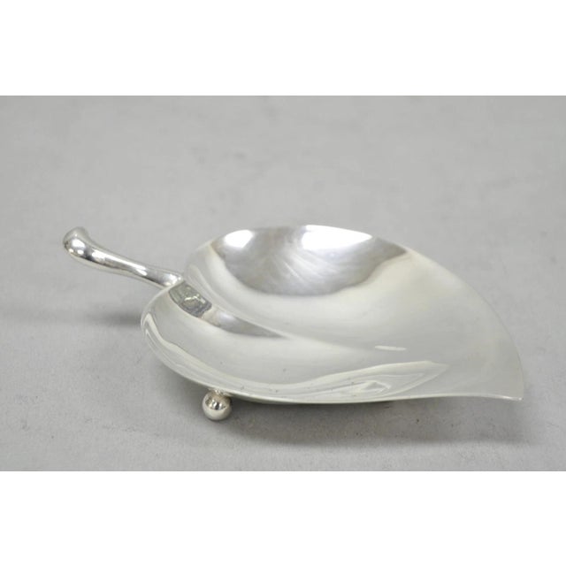 Vintage Fb Rogers Modern Silver Plated Small Footed Leaf Trinket Nut Dish For Sale - Image 11 of 11