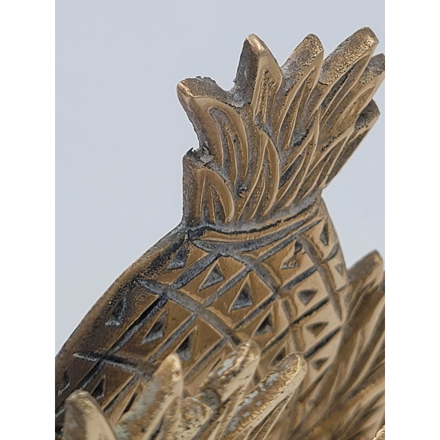 Brass Vintage Hollywood Regency Solid Brass Pineapple Napkin Holder For Sale - Image 8 of 11